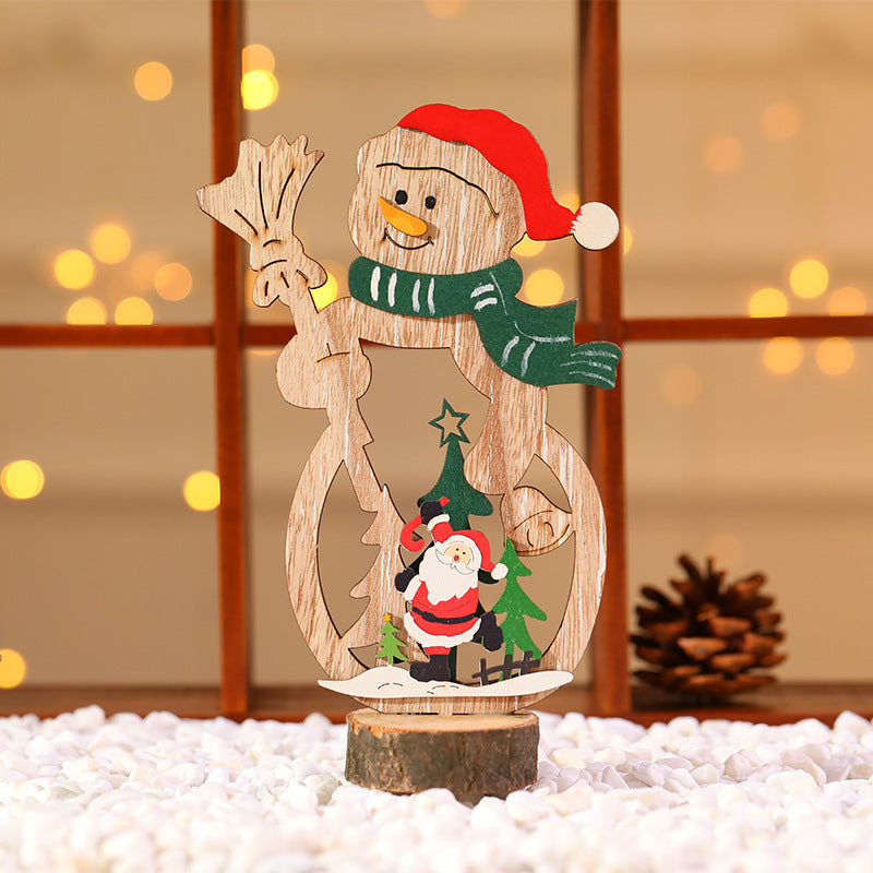 Wooden Christmas Ornaments with a Santa and Evergreen Tree Design | Four Styles to Hang | Mantel and Table Decorations