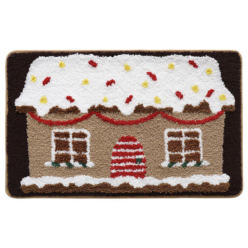 Christmas Bath Rug with White Snowflakes on Red | Plush Soft Pile, Machine Washable | 31.5 x 31.5 in Square, 6 Designs