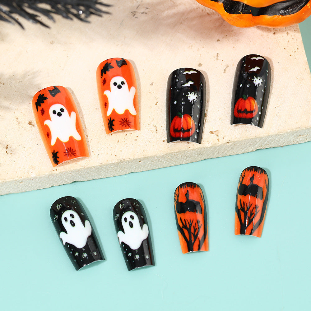 Halloween Pumpkin Ghost Press-On Nails | Available in White, Transparent