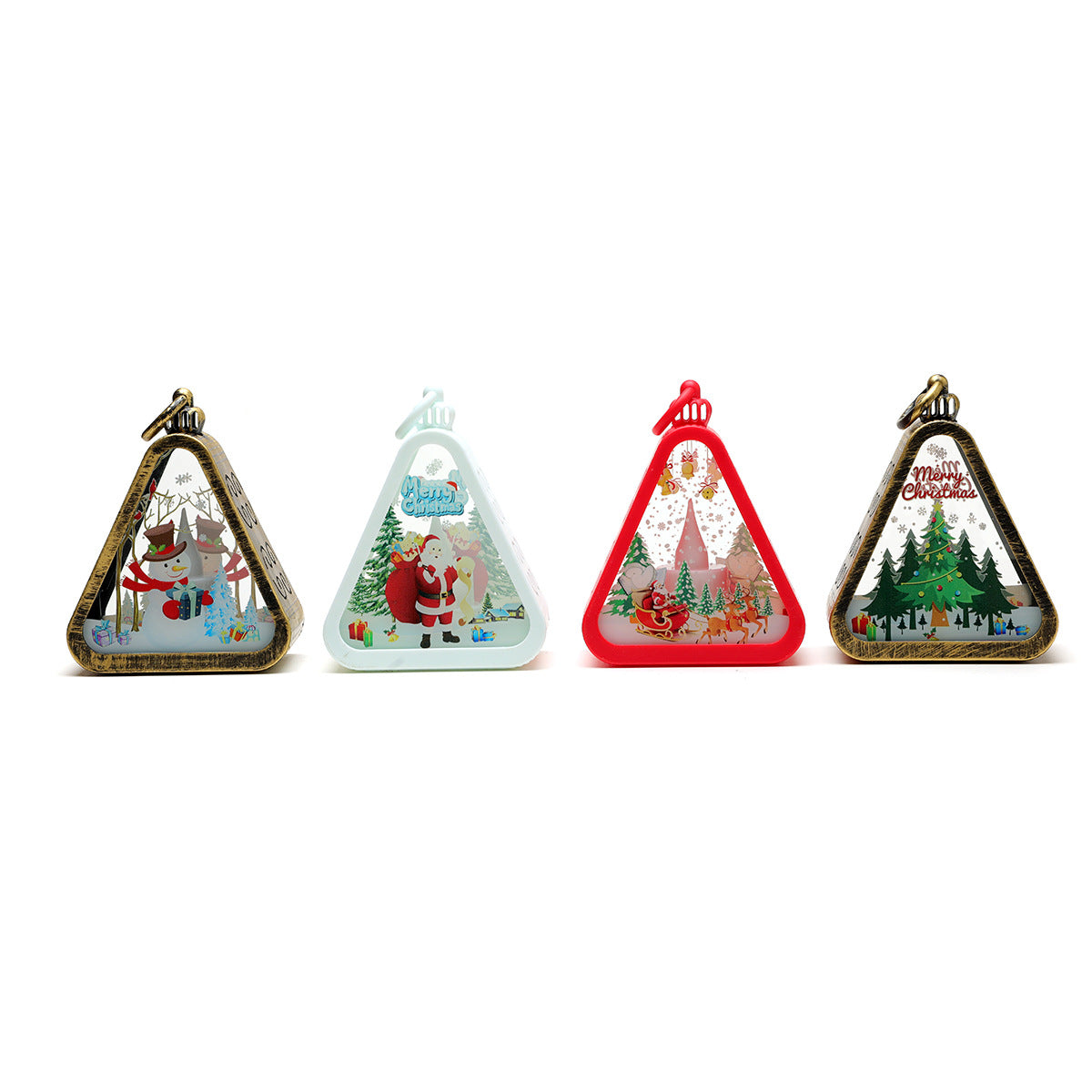 Tree Shaped Christmas Decorations with Santa and a Snowy Scene | Hanging Light Box with On Off Switch | Warm Glow for Indoor Use