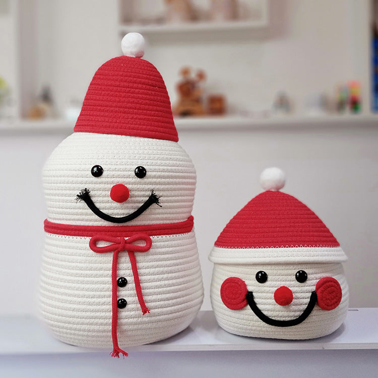 Christmas Storage Basket with Santa Design in Cotton | Handmade Holiday Decor for Toys and Gifts | White or Patterned
