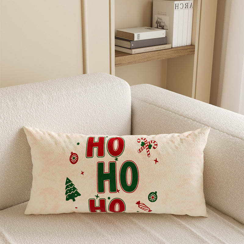 Lumbar Pillow Cover for Christmas Decorations with Snowflake and Merry Lettering | Insert Sold Separately | Four Designs, Two Sizes