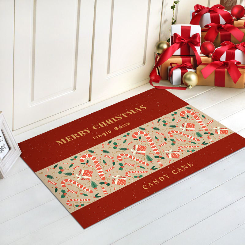 Merry Christmas Door Mat with Santa Print | Non-Slip Backing, Easy to Shake Clean | Indoor Outdoor Entrance Decorations