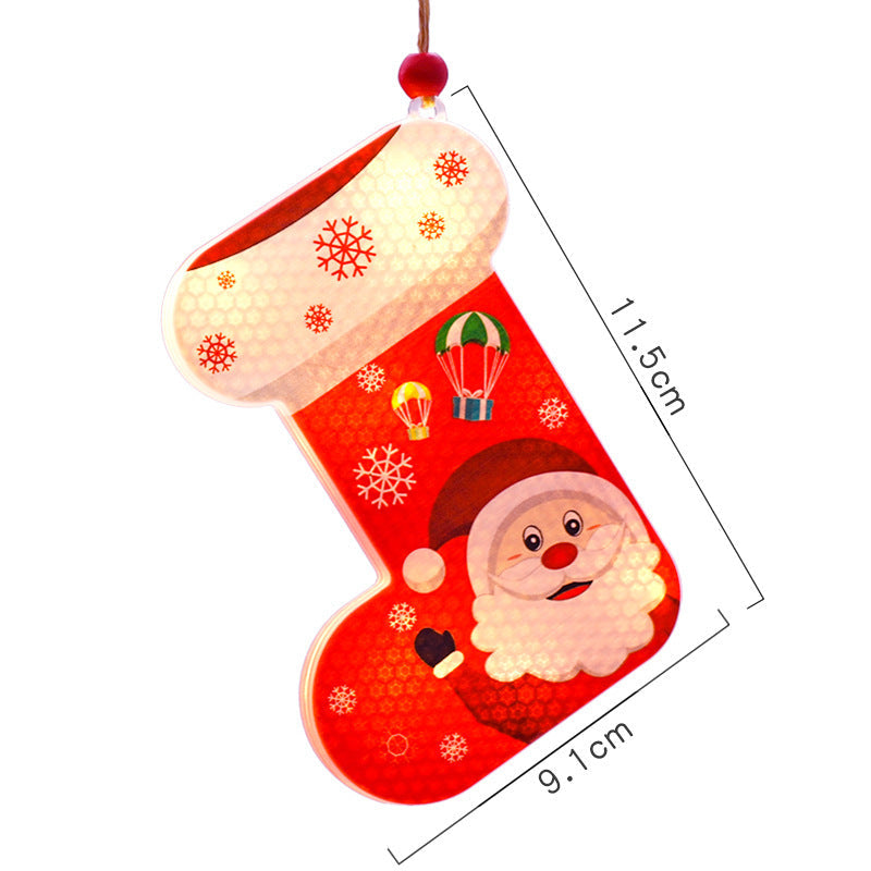 Light Up Snowman Christmas Ornaments with Star, House and Stocking Shapes | Wooden Hanging Decor on a Cord | Warm Indoor Glow