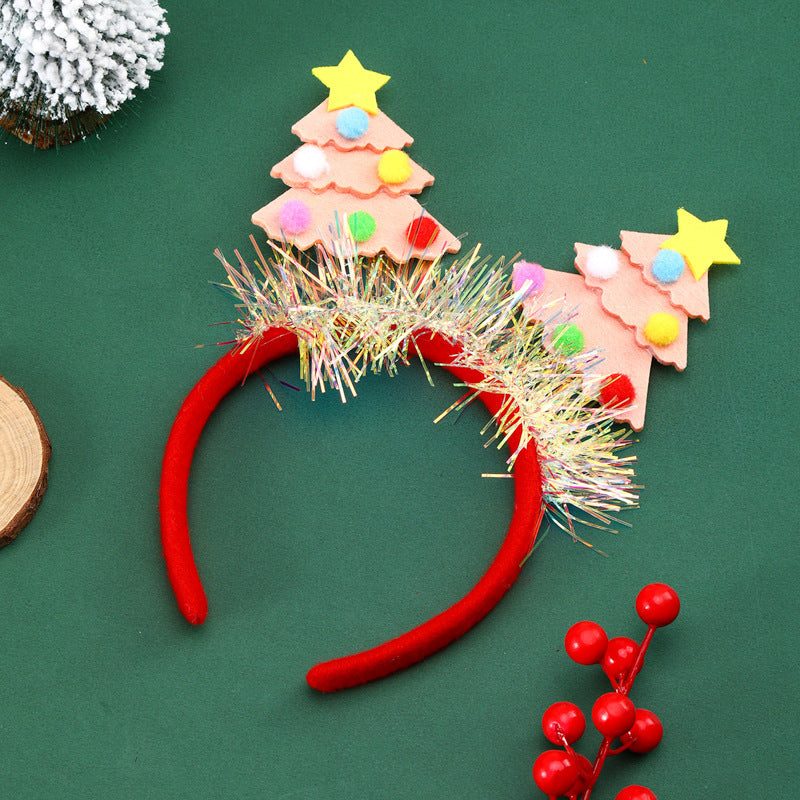 Christmas Tree Headband in Soft Felt with Glitter Trim | Sky Blue, Pink, Purple or Green | Party Accessories for Photos