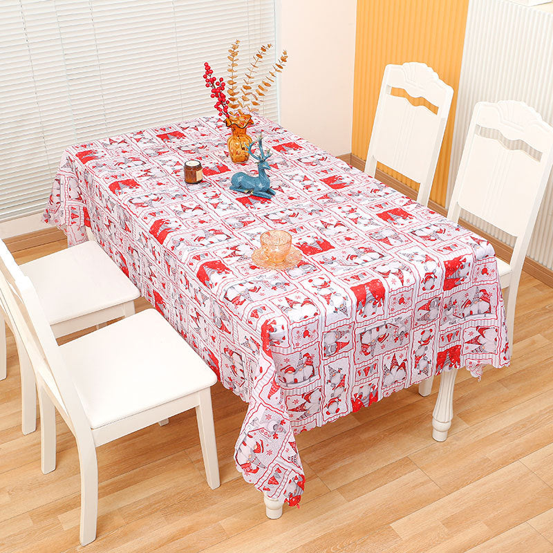 Christmas Tablecloth with Reindeer, Snowmen and Seasonal Motifs | Stain-Resistant Weave, Machine Washable | 4 Colorways