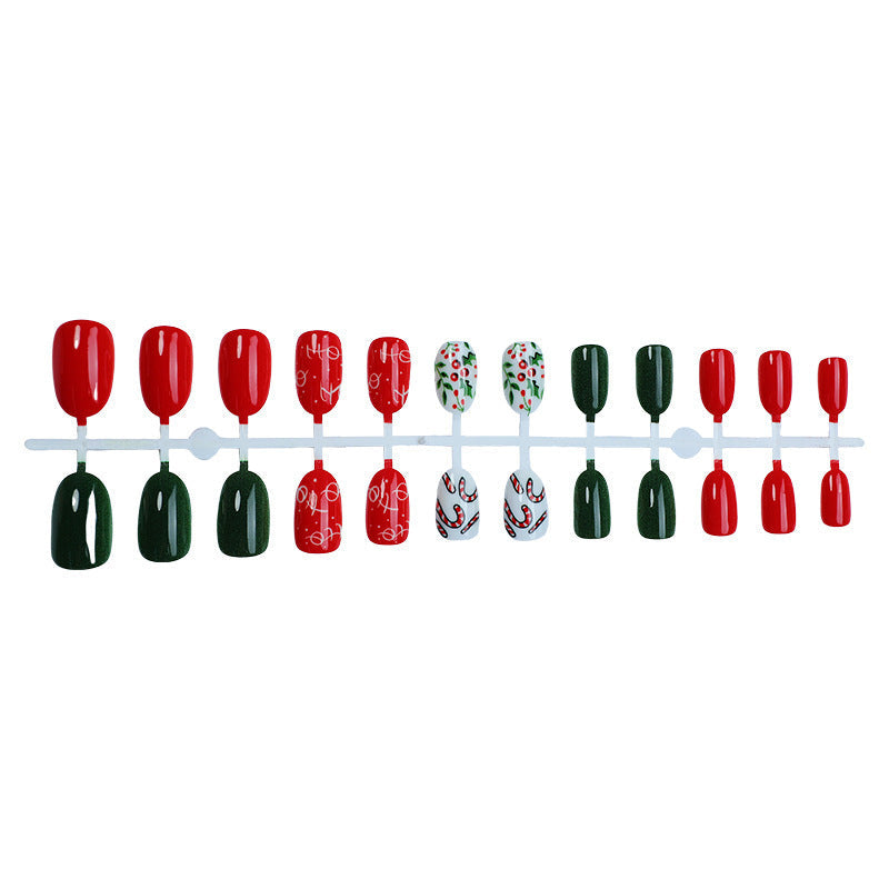 Candy Cane Nails in Red and Green | Glossy Christmas Press On Nail Designs | Festive Winter Manicure for Home Parties