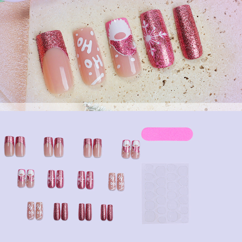 Glitter Xmas Nails with Glossy Festive Shine | Christmas Press On Nail Designs | Easy Manicure for Home Parties