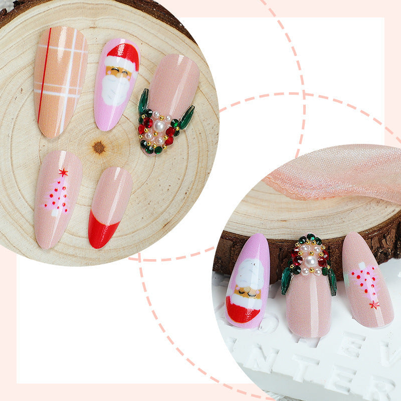 Santa Nails for Christmas with Festive Motifs | Press On Nail Designs for Winter | Easy Manicure Kit for Parties