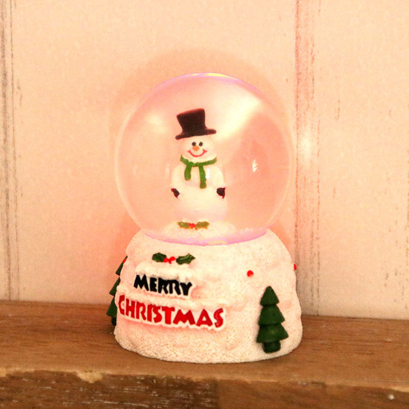 Light Up Christmas Figurines with a Clear Snow Globe Dome | Santa with a Wreath or Snowman in a Scarf | Soft Bedside Glow