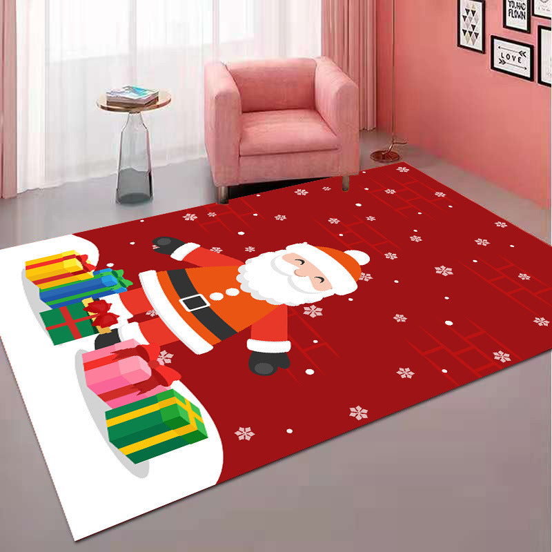 Christmas Rug with Santa, Reindeer and Snowman Print | Non-Slip Backing for Busy Rooms | 10 Sizes and 4 Designs