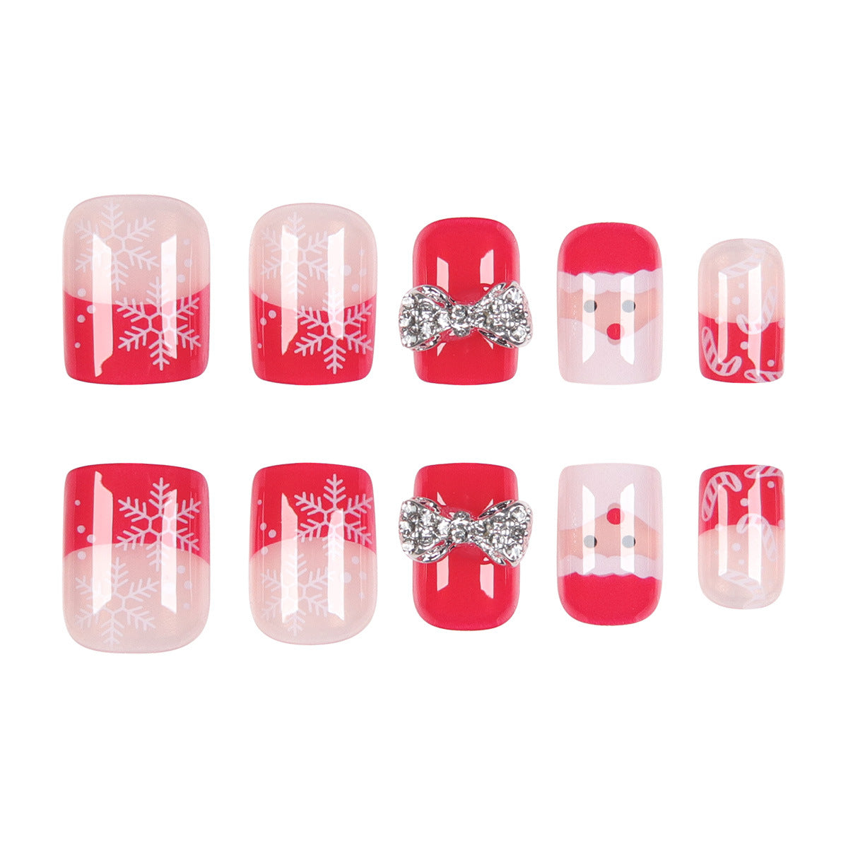 Santa Nails with Festive Christmas Motifs | Press On Nail Extensions for Winter | Easy Manicure for Holiday Parties