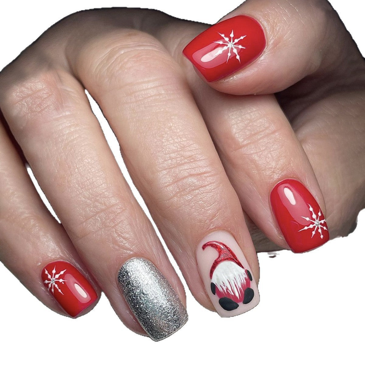 Christmas Fingernails with Snowflake Designs | Festive Press On Nail Art Set | Easy Winter Manicure for Holiday Parties