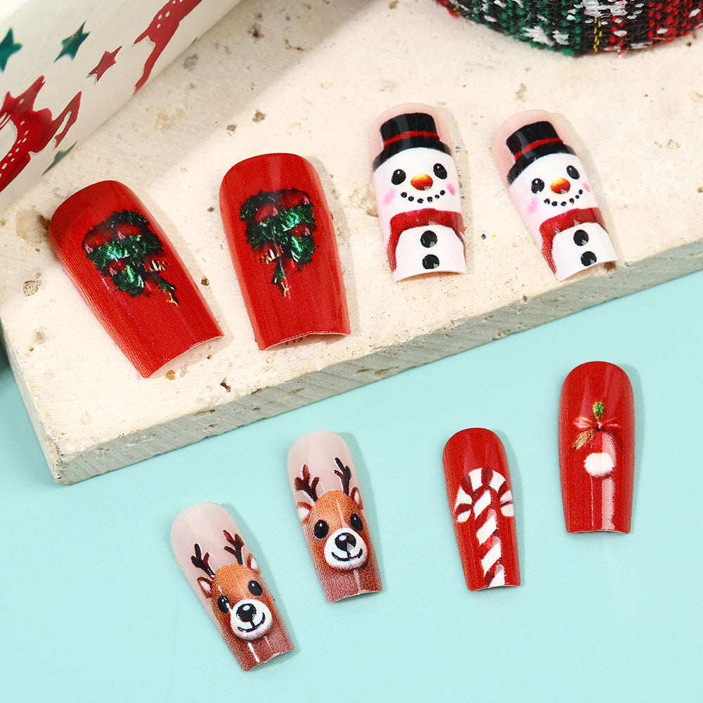 Snowman and Reindeer Nails for Christmas | Press On Nail Designs with Winter Motifs | Festive Manicure for Parties