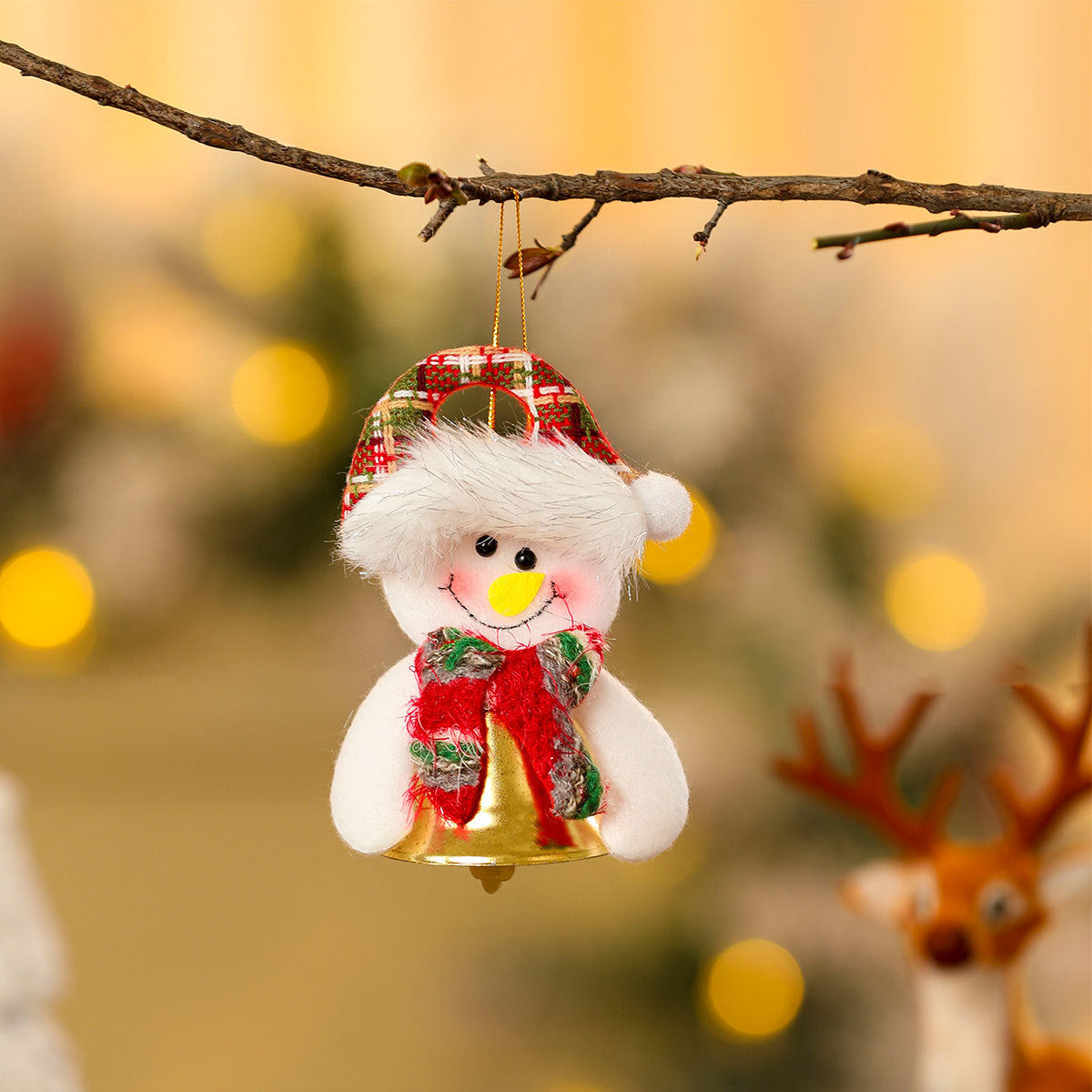 Soft Fabric Snowman Christmas Ornaments | Lively Scarf and Hat Design | Hangs from Any Branch or Hook in Four Styles