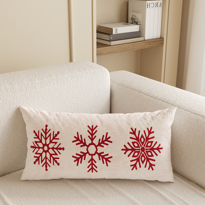 Lumbar Pillow Cover for Christmas Decorations with Snowflake and Merry Lettering | Insert Sold Separately | Four Designs, Two Sizes