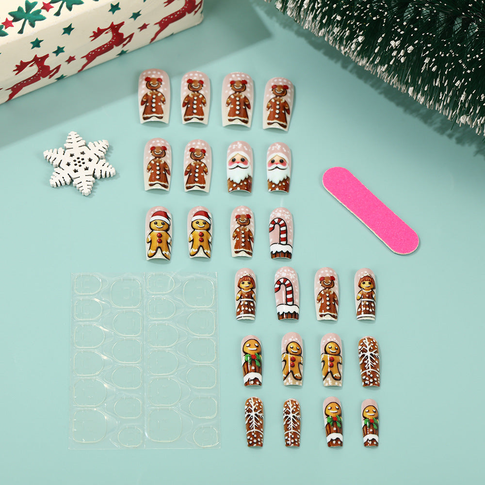 Festive Nails with Cute Christmas Motifs | Fake Nail Set in White with Double Sided Adhesive | Xmas Manicure for Parties