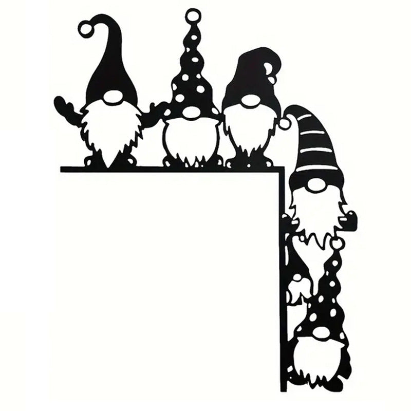 Metal Wall Shelf with Christmas Gnomes | Festive Home Decor for Living Rooms | 20 cm High and 15.5 cm Wide in White