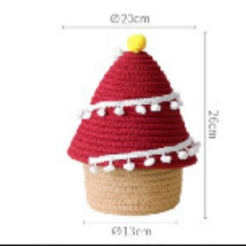 Christmas Tree Basket in Green or Red | Festive Xmas Storage with a 26 cm Height | Decorative Holiday Home Accent
