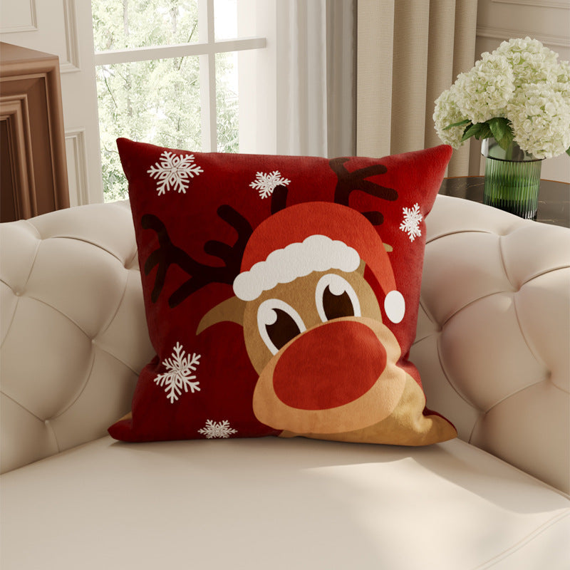 Plush Velvet Christmas Pillow Cover with Snowflake and Gift Bow Motifs | Hidden Zipper, Machine Washable | Holiday Decorations