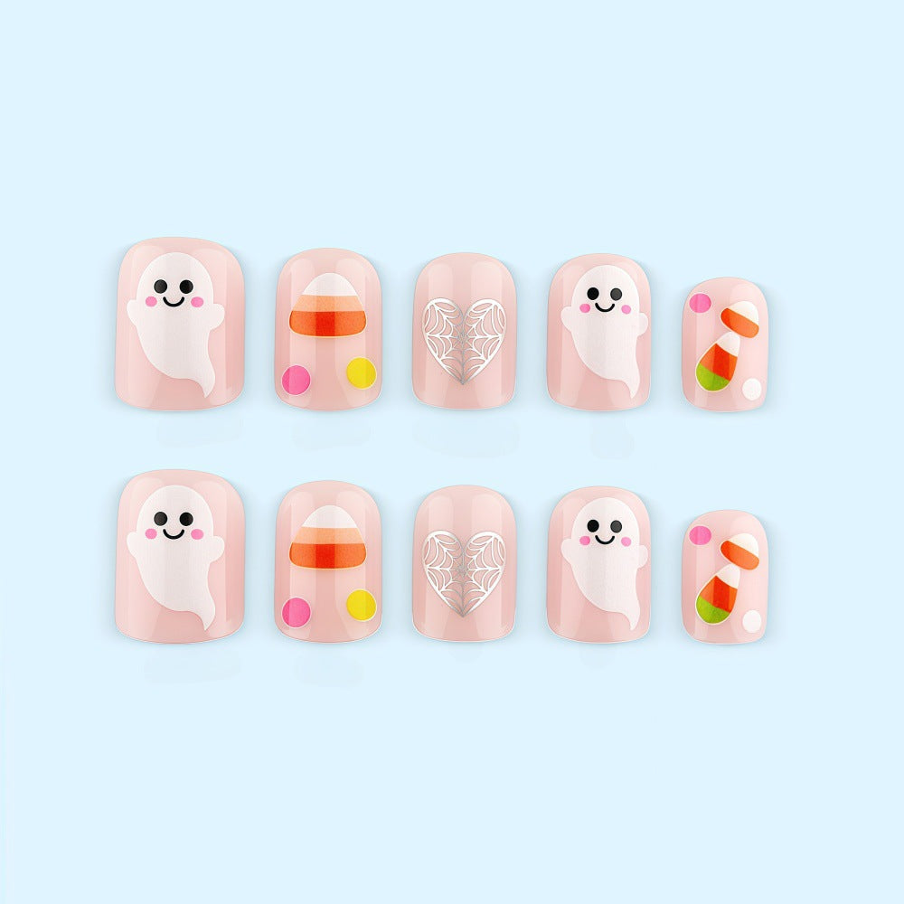Halloween Ghost Press-On Nails | Available in Yellow | Glue-Free Application in Minutes for Parties and Nights Out