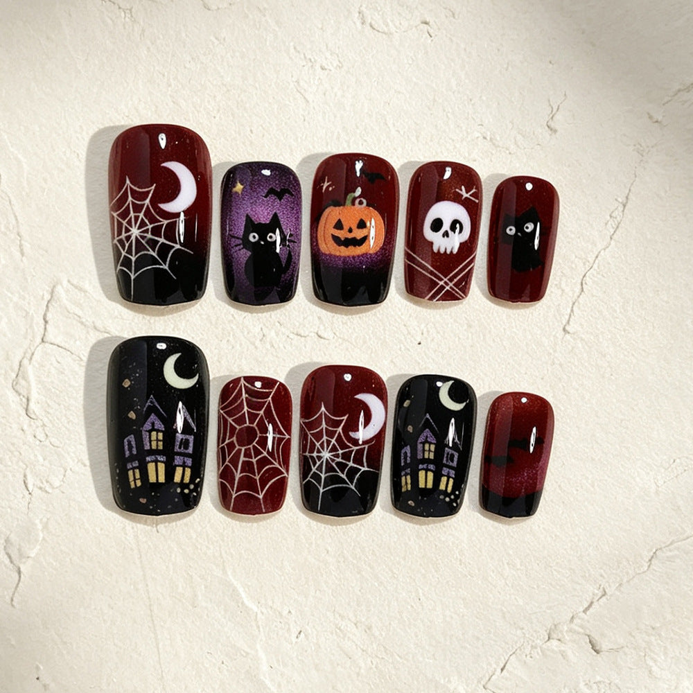 Halloween Press-On Nails | Available in White | Glue-Free Application in Minutes for Parties and Nights Out