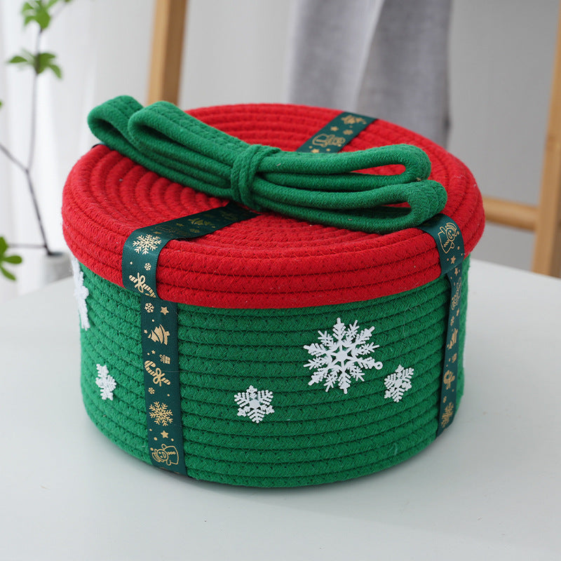 Festive Storage Basket with Christmas Snowflake Motif | Red and White Holiday Decor for Living Rooms | Three Designs