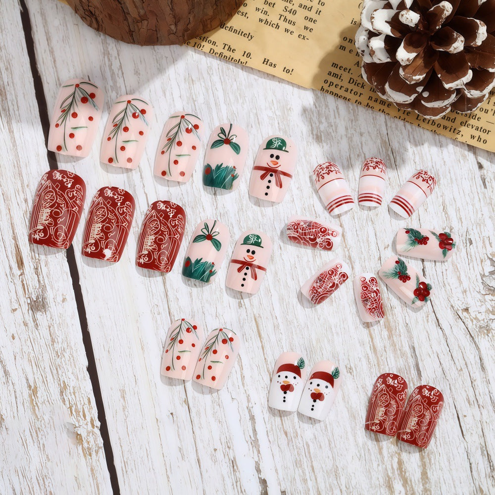 Snowman Xmas Nails with Festive Winter Motifs | Press On Christmas Nail Designs | Easy Home Manicure for Parties