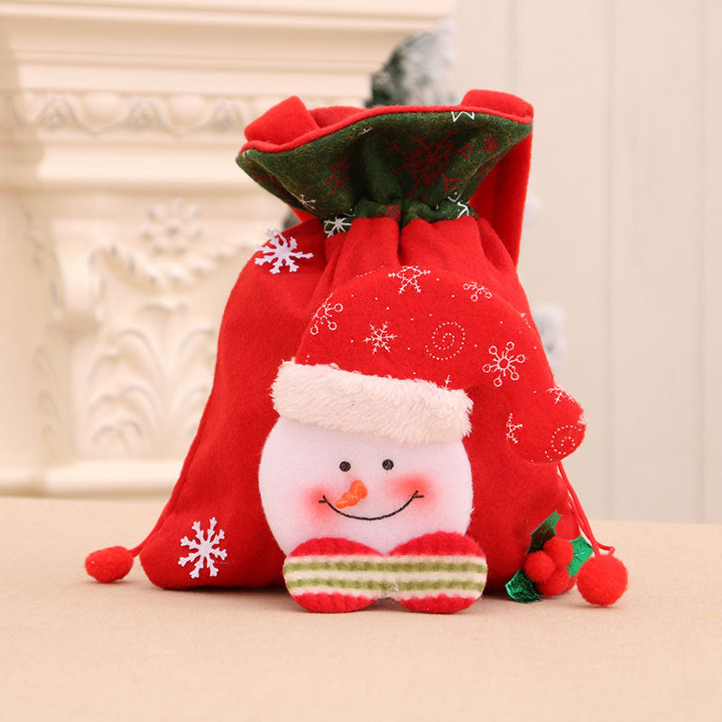 Christmas Snowman Gift Bag with a Stitched Face and Drawstring Top | Reusable Sack for Small Presents | 14 Designs
