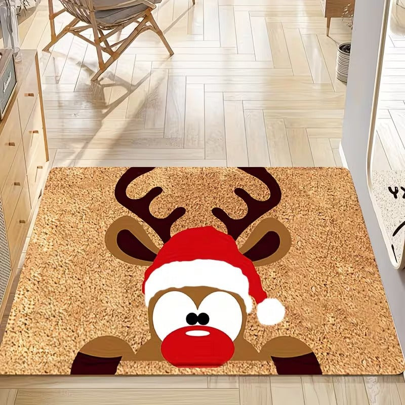 Christmas Welcome Door Mat with Snowman and Tis the Season Print | Non-Slip Backing for Indoor or Outdoor Use | Eight Designs