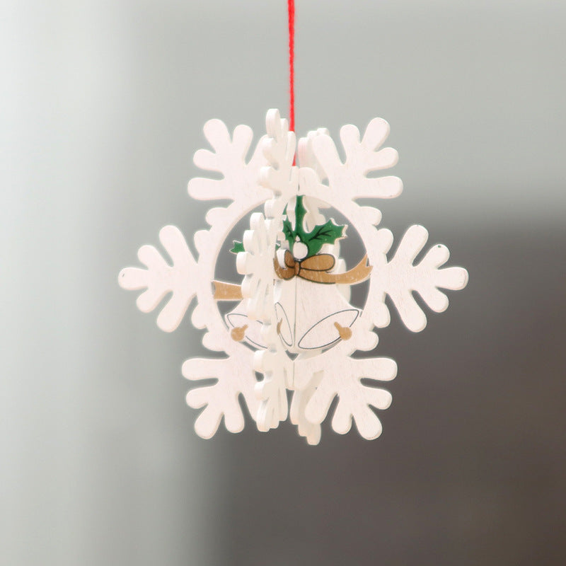 Wooden Christmas Tree Ornaments with Santa and Snowman Art | Red Ribbon for Hanging | Eight Designs for Wall or Table