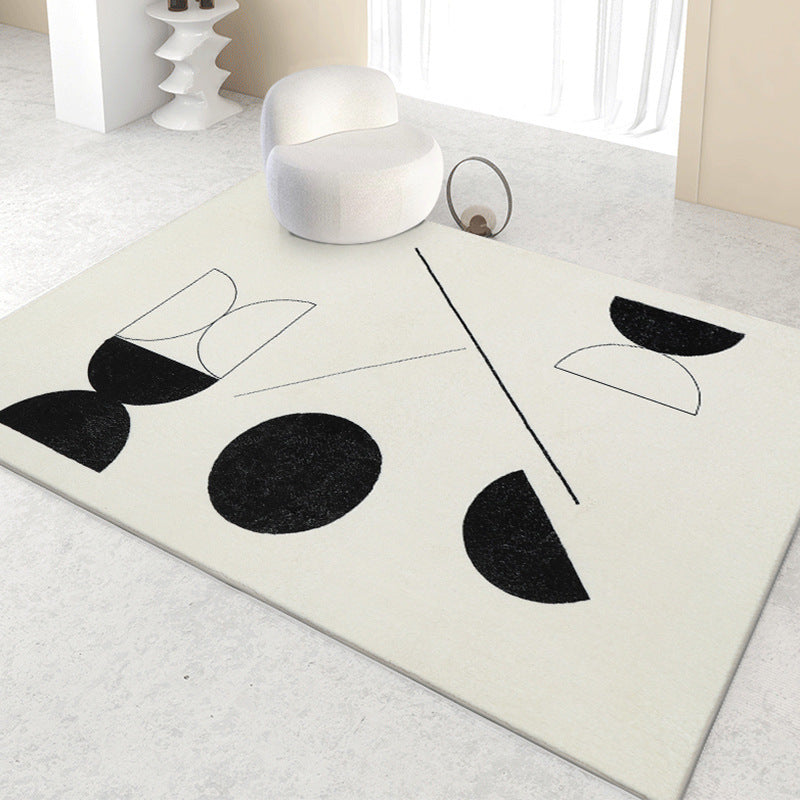 Black and White Abstract Area Rug with a Soft Pile | Four Sizes, 31 x 47 to 55 x 79 in | Easy to Vacuum