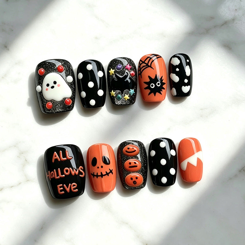 Halloween Press-On Nails | Available in Kürbisfest | Glue-Free Application in Minutes for Parties and Nights Out
