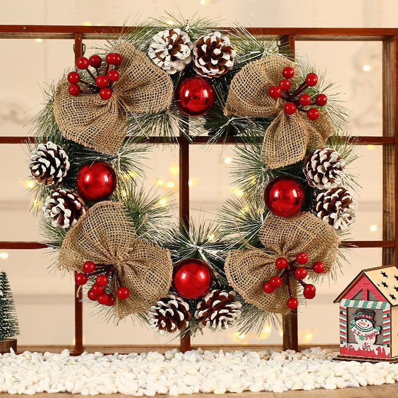 Christmas Wreath with a Felt Reindeer Face and Red Berries | Hanging Loop for Doors and Sheltered Porches | 16 Designs