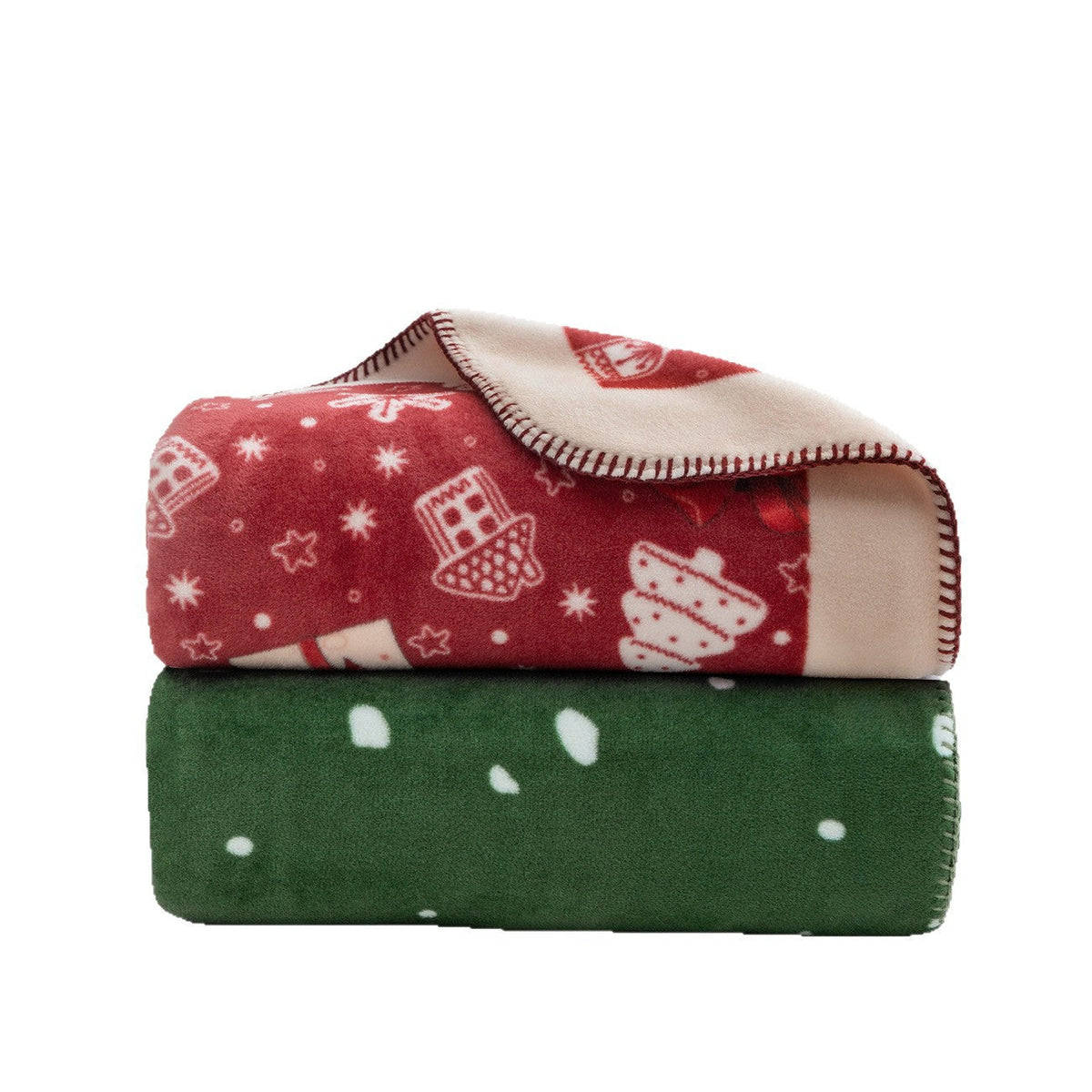 Christmas Throw Blanket with Gingerbread and Candy Cane Print | Soft Festive Fleece for Sofa and Bed | Stitched Border, 59 x 39 in