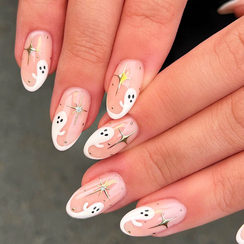 Halloween Ghost Press-On Nails | Available in X | Glue-Free Application in Minutes for Parties and Nights Out