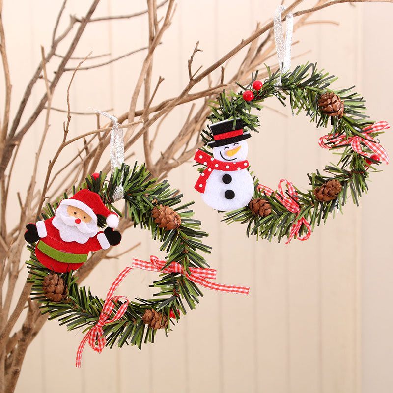 Christmas Wreath with a Snowman and Pinecone Trim | Artificial Foliage Base with a Hanging Loop | 4 Designs for Door or Table