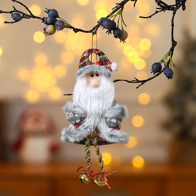 Plush Santa Figurine with Patchwork Details | Fluffy Beard and Soft Fabric Body | Christmas Decorations for Shelf or Mantel