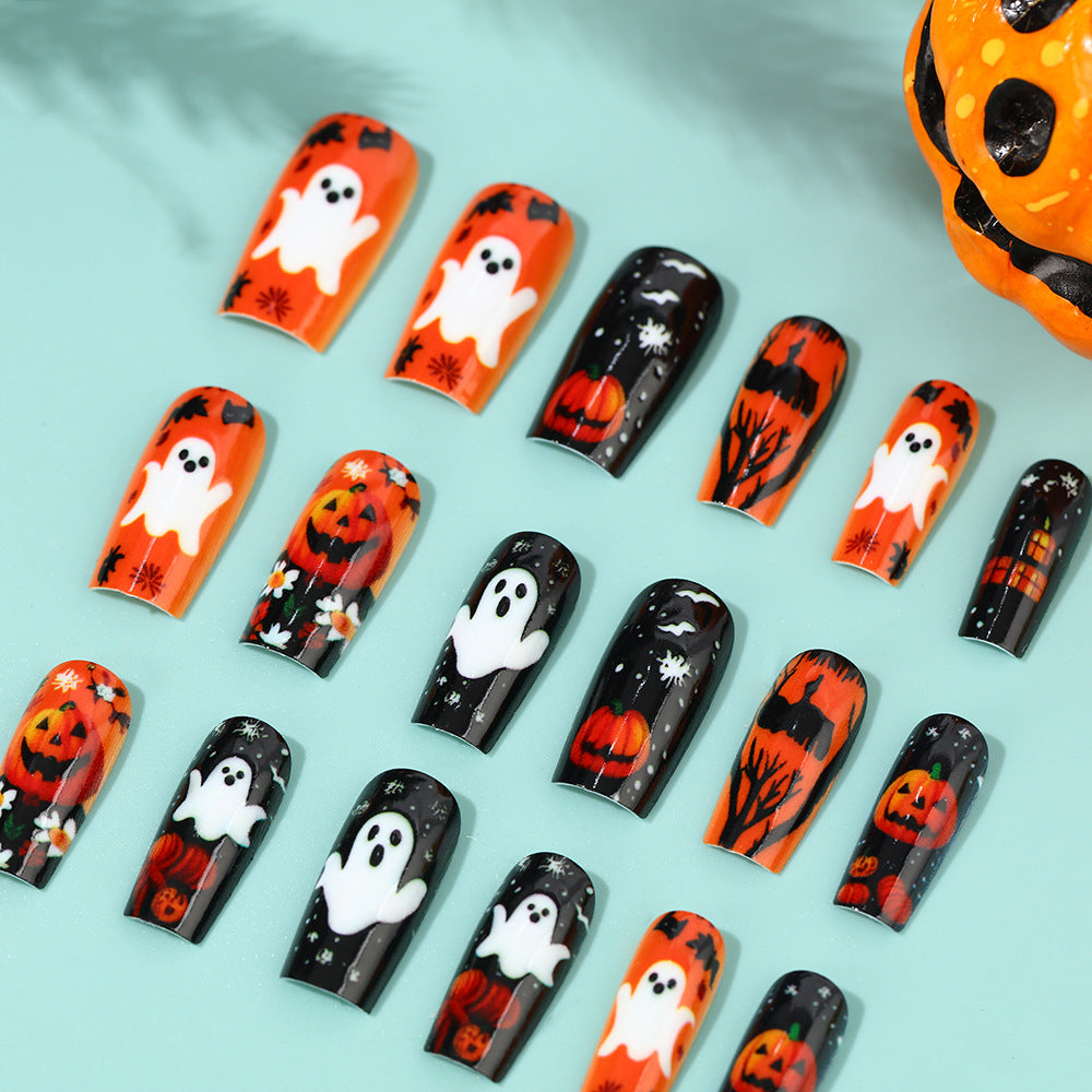 Halloween Pumpkin Ghost Press-On Nails | Available in White, Transparent