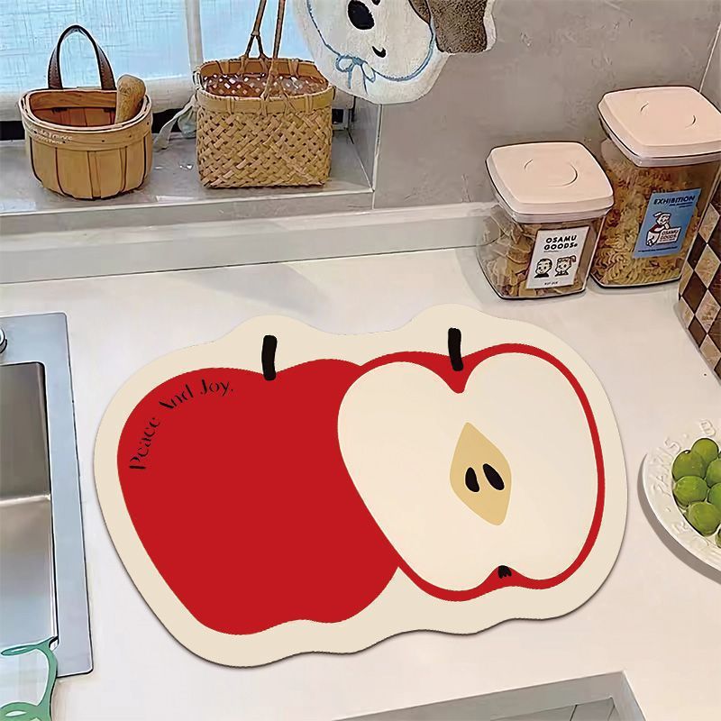 Banana Print Kitchen Rug with Non-Slip Backing and Wipe-Clean Surface | Oval Mat for Sink or Stove | 14 Designs