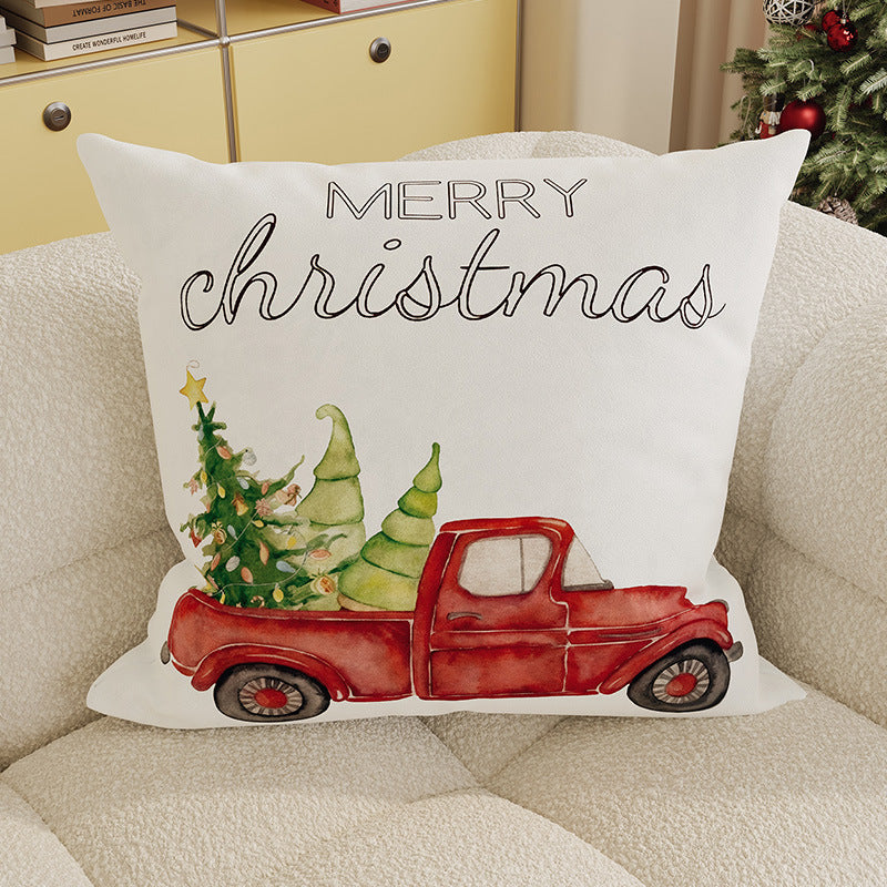 Buffalo Plaid Santa Face Pillow Cover | Cotton Linen Blend with Concealed Zipper | Farmhouse Christmas Decorations Indoor