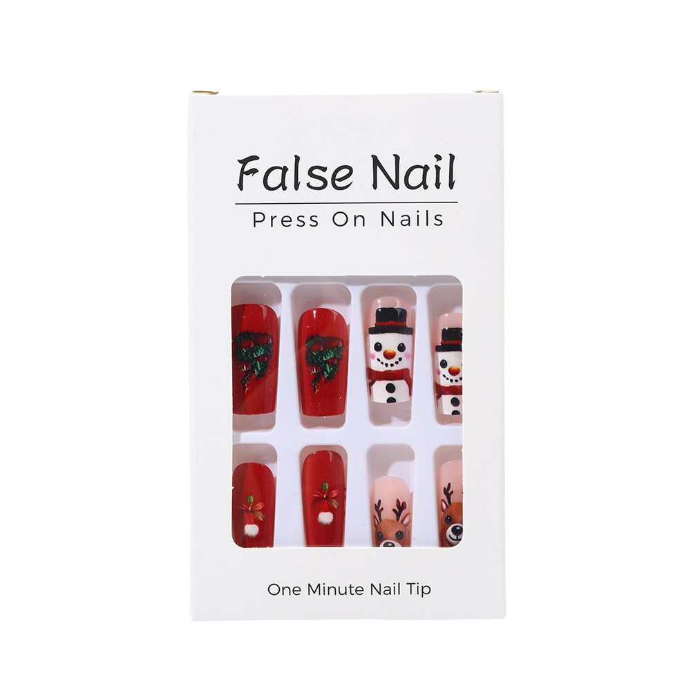 Snowman and Reindeer Nails for Christmas | Press On Nail Designs with Winter Motifs | Festive Manicure for Parties