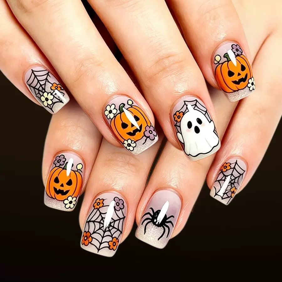 Halloween Press-On Nails | Available in Yellow, Kleber | Glue-Free Application in Minutes for Parties and Nights Out