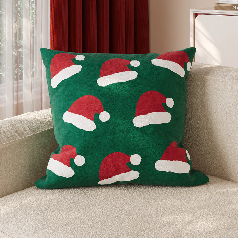 Christmas Throw Pillow Cover in Soft Linen Blend | Hidden Zipper, Machine Washable | Festive Indoor Holiday Decorations