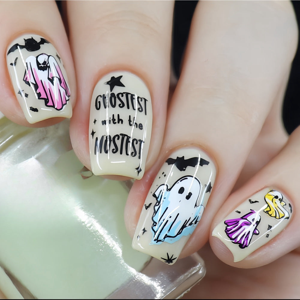 Halloween Press-On Nails | Available in Transparent, White | Glue-Free Application in Minutes for Parties and Nights Out