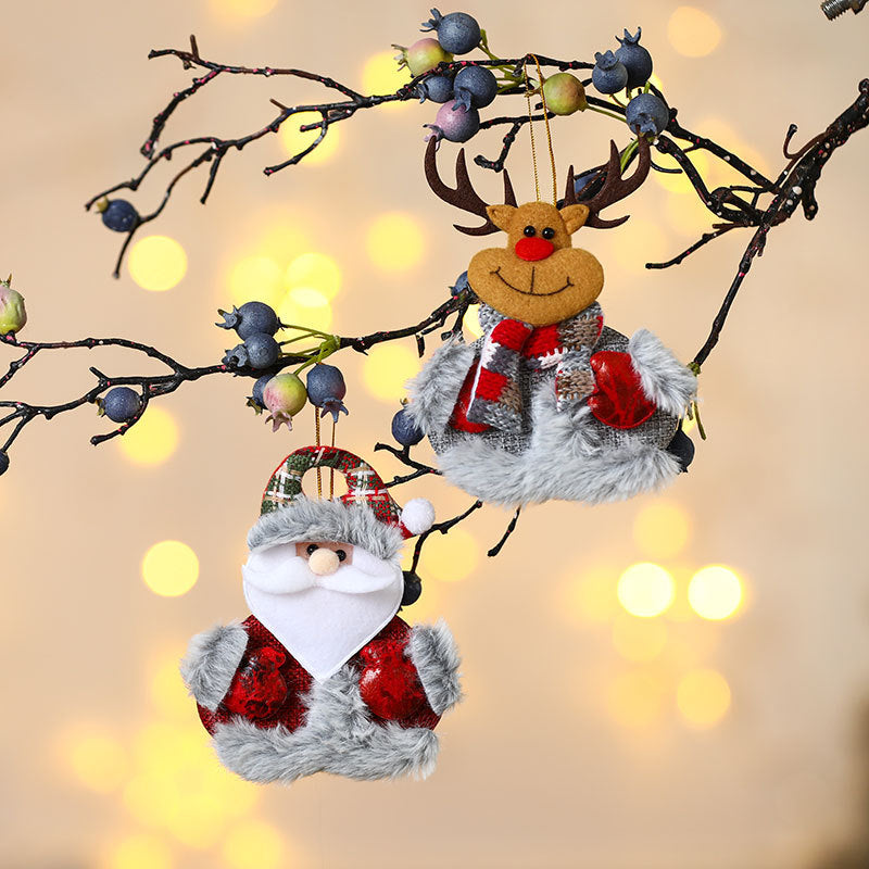 Felt Christmas Ornaments with Reindeer, Santa and Snowman Designs | Antlers, Scarf and Faux Fur Trim | Cord for Hanging