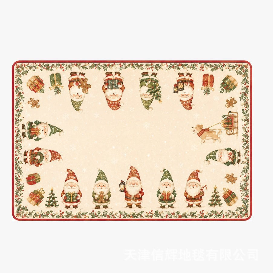 Xmas Door Mat with Santa in His Sleigh | Merry Christmas Welcome Rug in Two Sizes | Festive Holiday Porch Decor