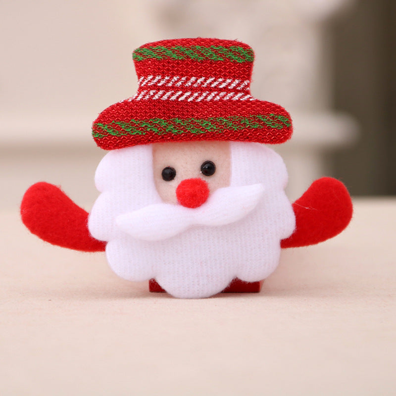 Soft Felt Santa Figurine with a Snowflake Hat | Shelf and Mantel Christmas Decorations | Cheerful Smile, Fluffy Beard