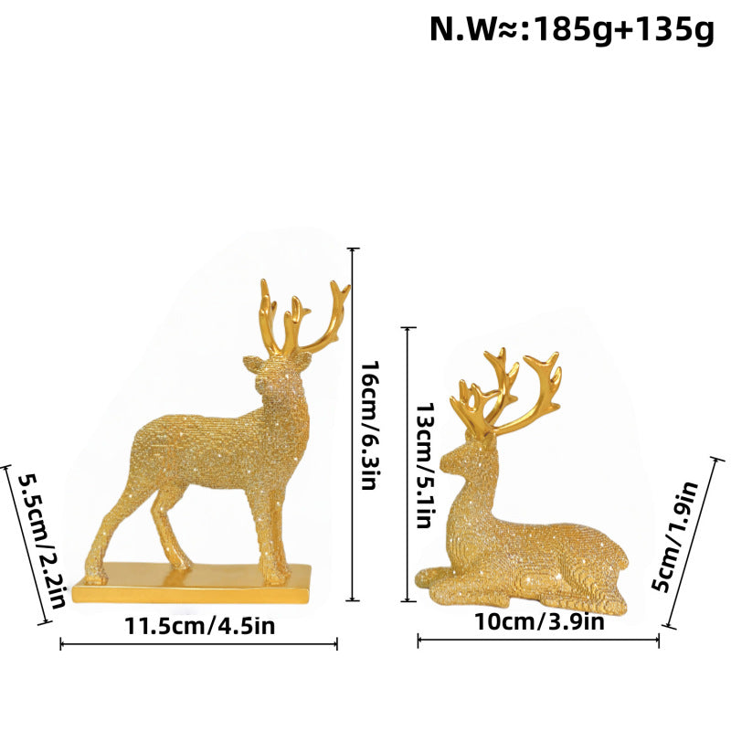 Glittering Reindeer Figurine for Christmas | Deer Decor in Gold, Red or Silver | Sparkling Accent for Shelf and Mantel