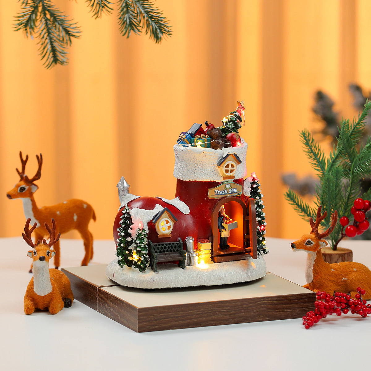 Christmas Village House with LED Lights | Candy and Mushroom Cottage Designs | Lit Tabletop Holiday Decoration